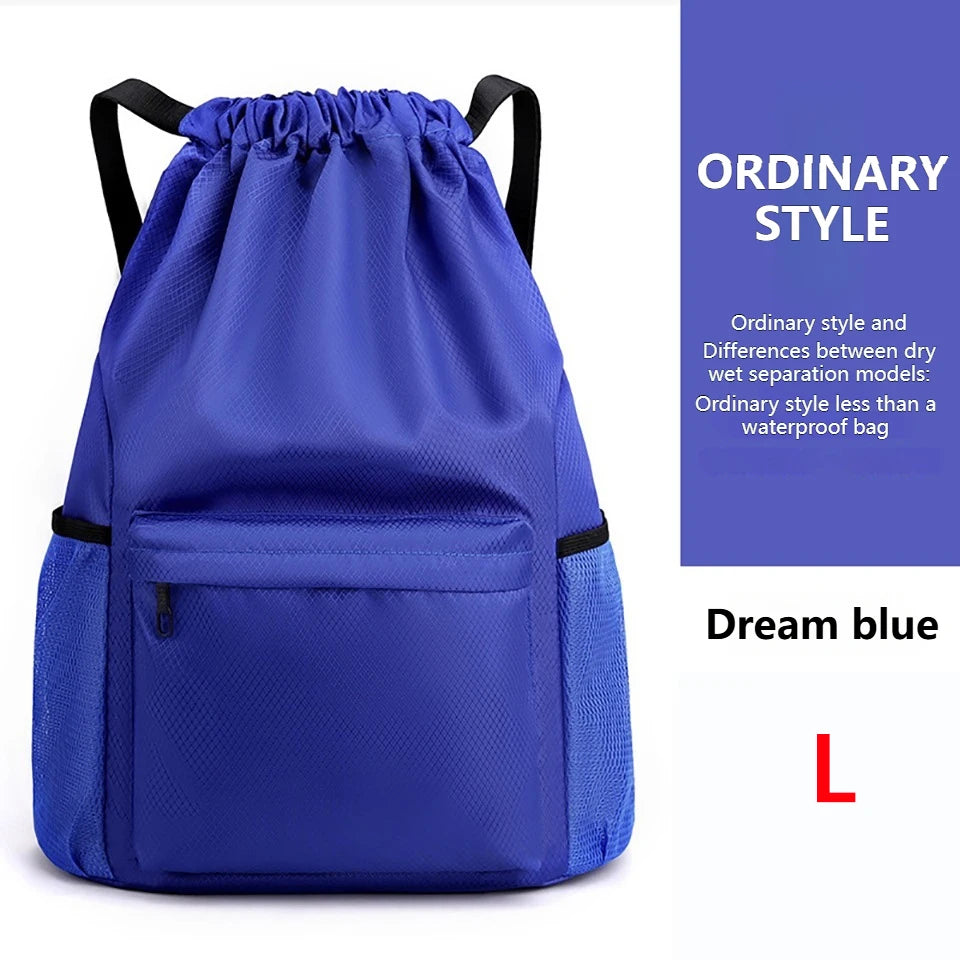 Borsa Sportiva Portatile Per Calcio In Tessuto Oxford A Tinta Unita Con Coulisse E Cinghie Regolabili Grande Capacità