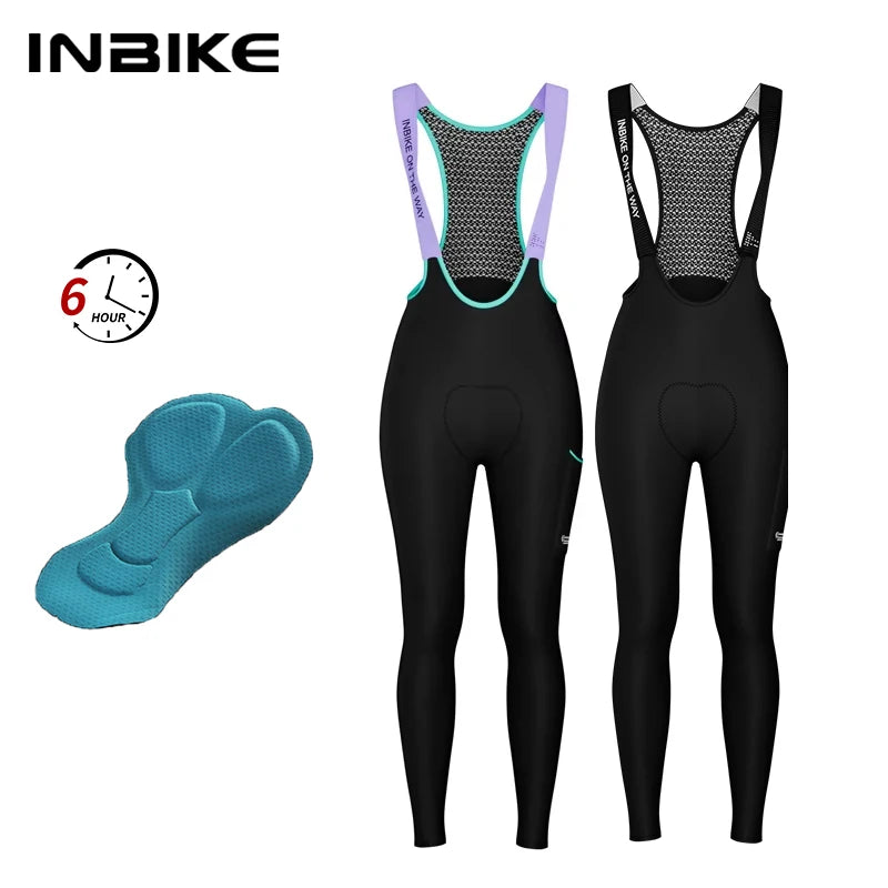Pantaloni Con Bretelle Da Ciclismo Per Donna In Pile Invernali Con Imbottitura 3D Professionali Per Bici Da Strada