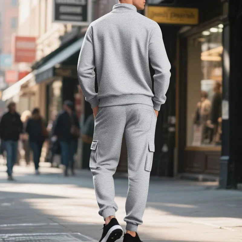 Pantaloni Sportivi Tascabili In Tinta Unita Da Uomo Con Cerniera Calda In Velluto Casual Da Uomo Americano