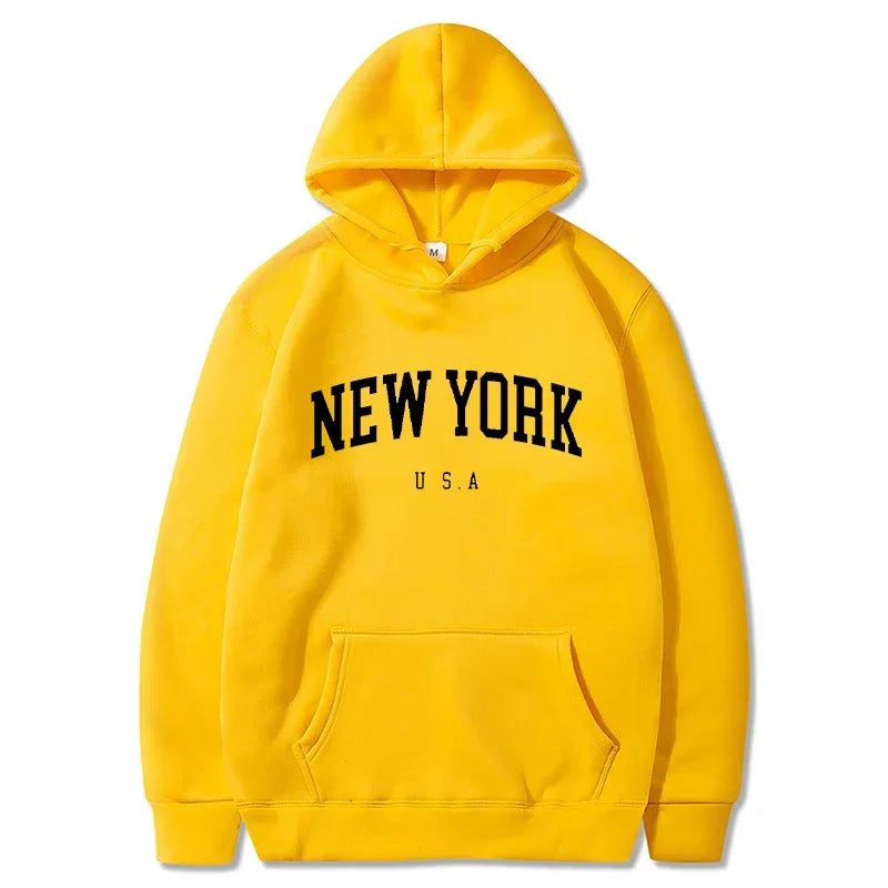 Felpe Con Cappuccio Uomo Donna New York City Stampe Lettere Grafica Casual Harajuku Pullover Abbigliamento Sportivo