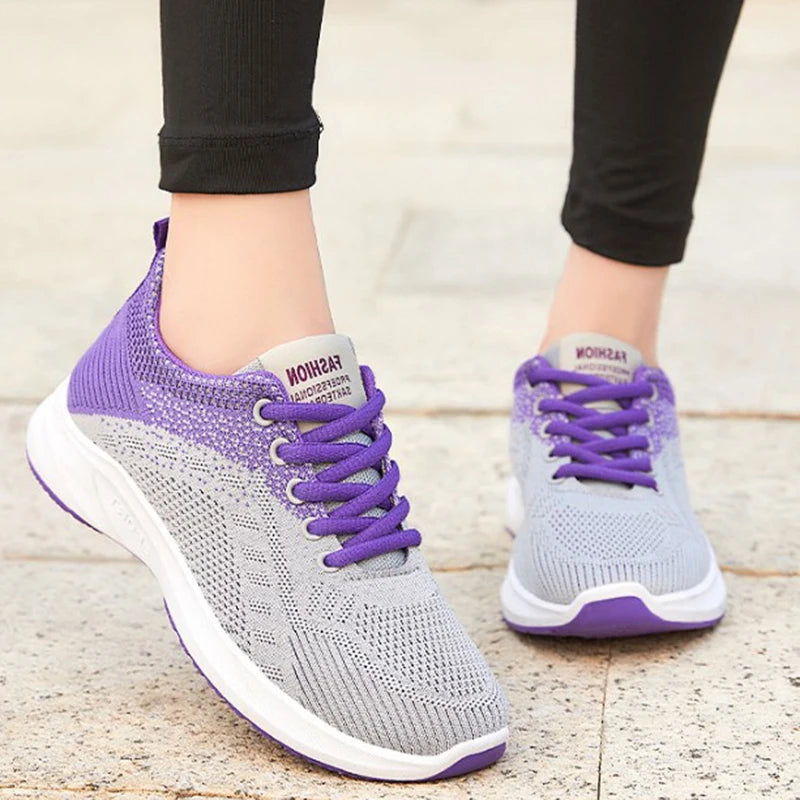 Scarpe Da Ginnastica Da Donna Vulcanizzate Air Mesh Morbide E Leggere Con Plateau Basso Da 1 A 3 Cm Lacci Scarpe Casual