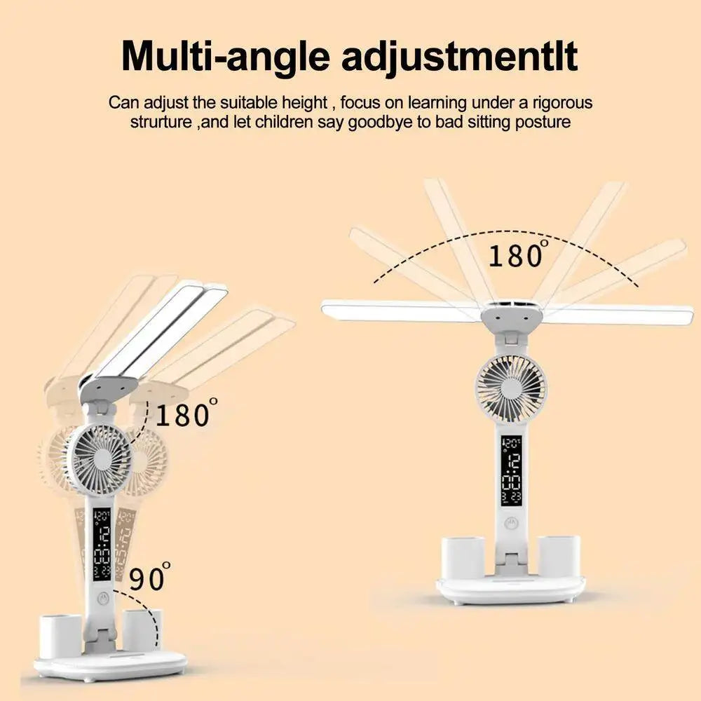 Lampada Da Tavolo Ricaricabile Per Studio E Scrivania Led Con Ventola E Orologio Display Led Lettura