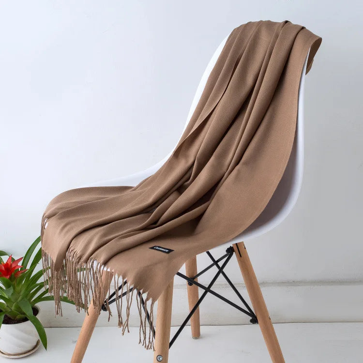 Sciarpa di Pashmina da Donna Morbida Cashmere Foulard Viaggio Ufficio Inverno Caldo Hijab Solido Avvolge Bandana