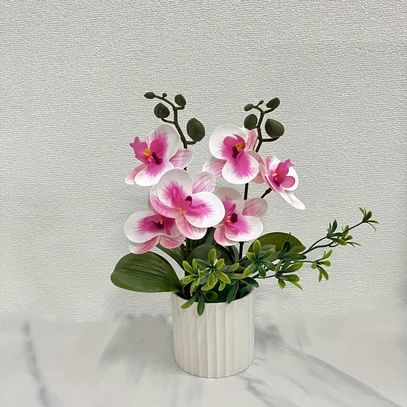 Doppio Pacchetto Farfalle Orchidee Artificiali Con 6 Fiori Verde Realistico Per Piante In Vaso Decorazione Interni