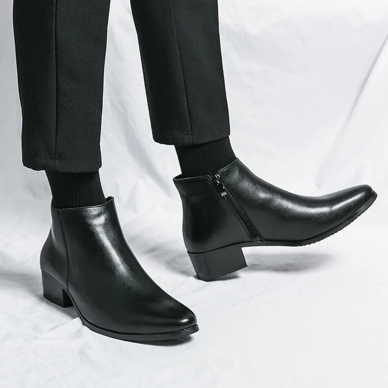 Stivaletti Chelsea Classici Da Uomo Neri In Pelle In Stile Britannico Con Zip Slip On Eleganti Alte