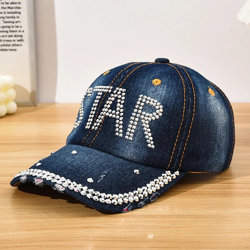 Cappellino Da Baseball Con Diamanti Y2K Motivo Stelle Regolabile Chiusura Posteriore Unisex Design Casual Moda Quotidiana