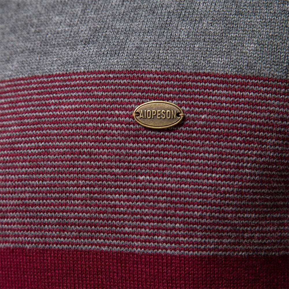 Maglione Patchwork Uomo AIOPESON Con Cerniera Zip Cotone Caldo Invernale Casual Confortevole