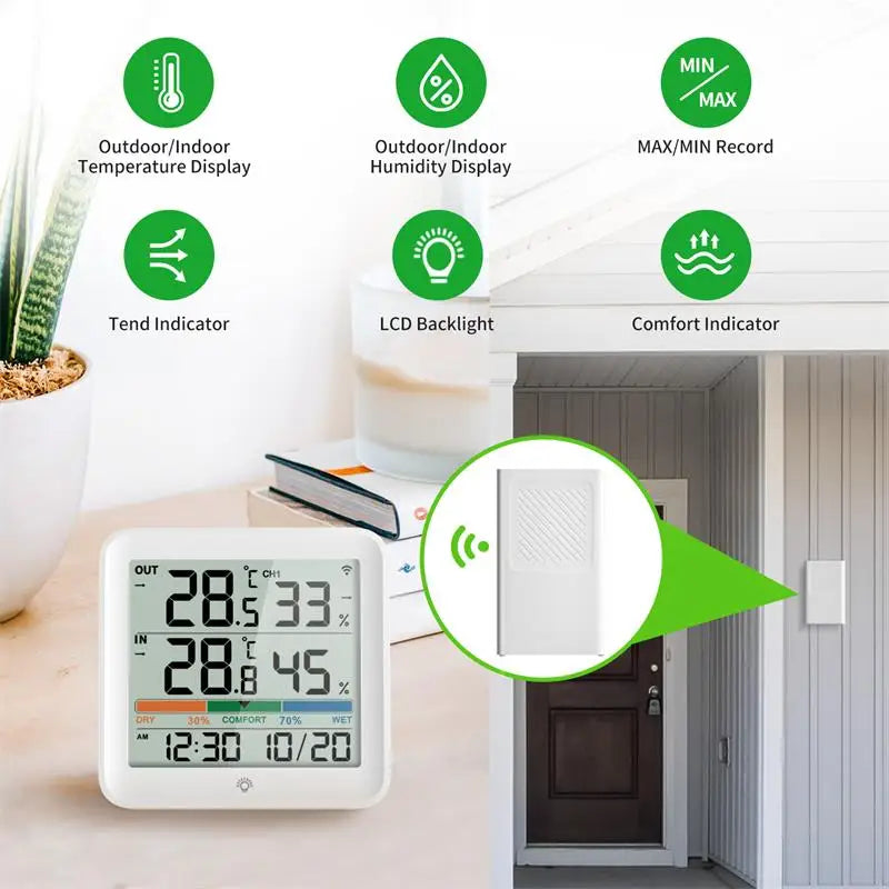 NOKLEAD Termometro Digitale LCD Igrometro Misuratore Di Umidità E Temperatura Interna Ed Esterna Per Ufficio E Casa