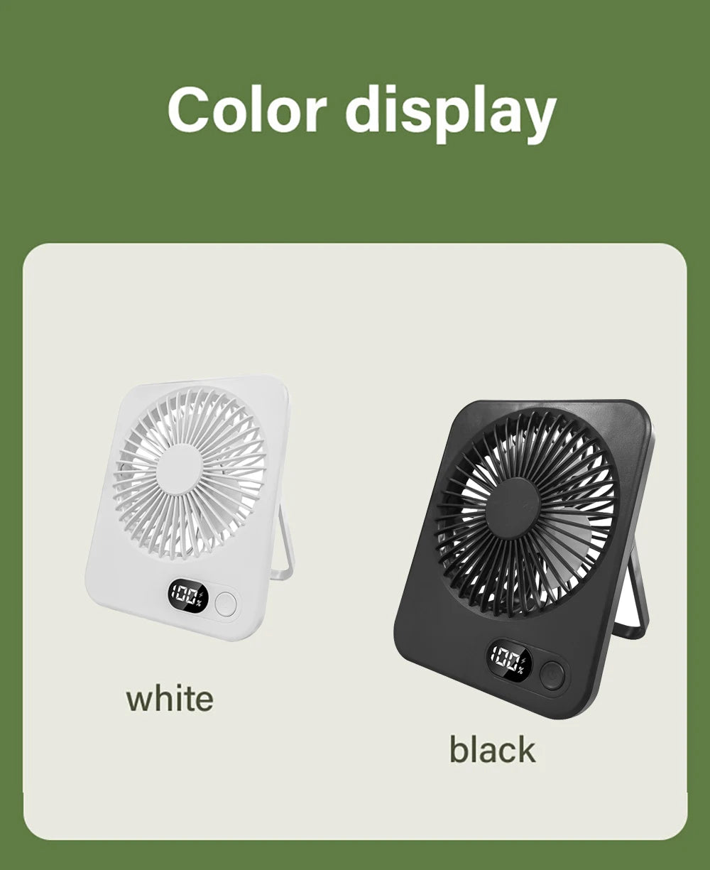 Ventilatore da Tavolo Portatile Pieghevole Ricaricabile USB a Cinque Marce per Ufficio Domestico Studenti