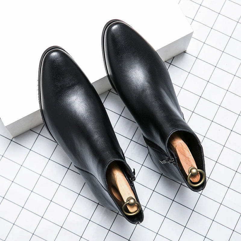 Stivaletti Chelsea Classici Da Uomo Neri In Pelle In Stile Britannico Con Zip Slip On Eleganti Alte
