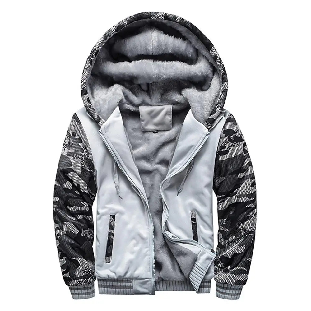 Giacca Invernale Da Uomo Camouflage Con Cappuccio In Pile A Manica Lunga Streetwear Abbigliamento Uomo