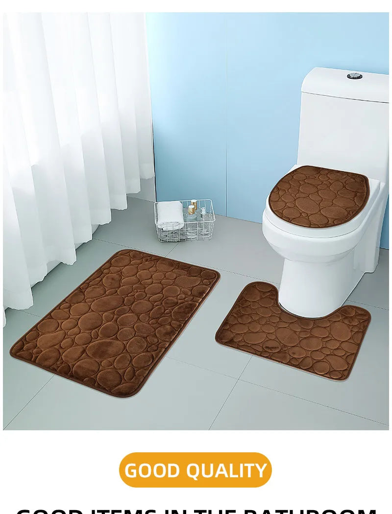 Set Da Tre Tappetini Da Bagno In Microfibra Antiscivolo Assorbenti In Tinta Unita Comodi E Morbidi