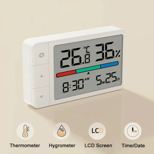 Termometro Igrometro Intelligente MiaoMiaoCe, Orologio Multifunzione con Display Digitale, Stazione Meteo con Sensore per Casa