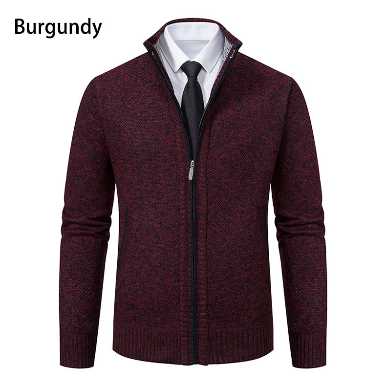 Cappotto Sportivo Casual Da Uomo In Jersey Autunno Inverno Con Colletto Alla Coreana E Cerniera Frontale In Pile