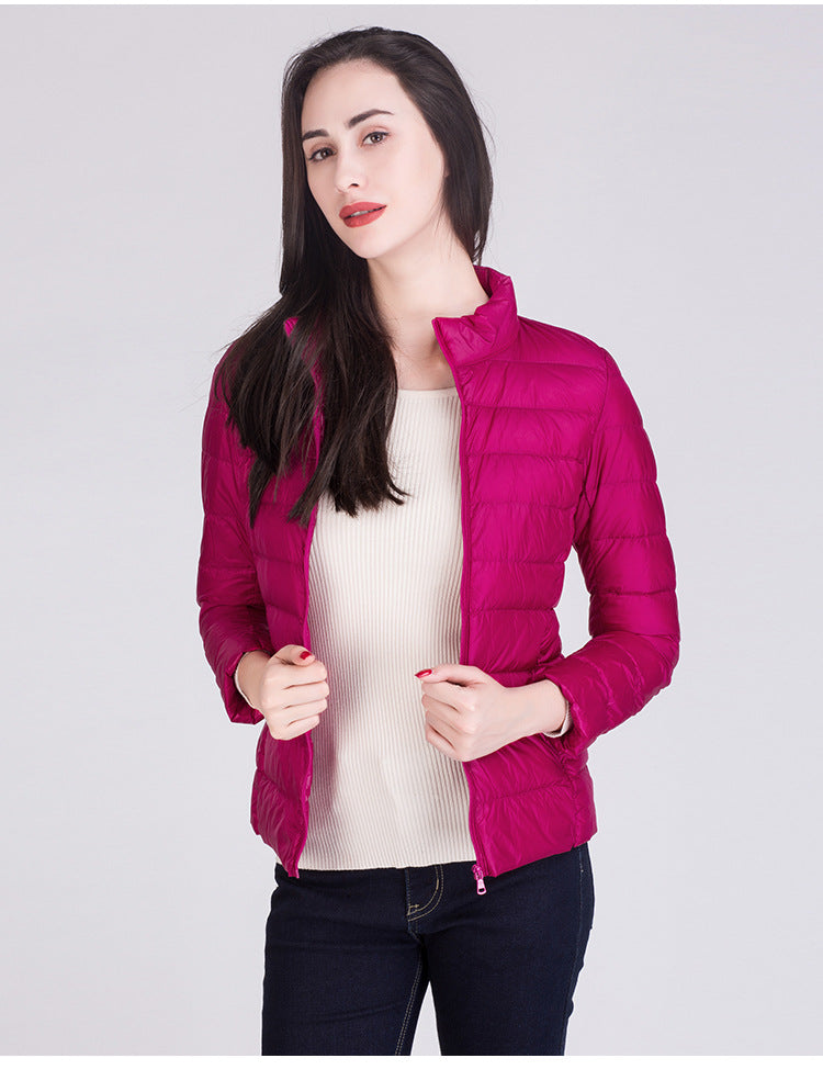 Cappotto Imbottito Femminile Ultraleggero Ripiegabile Collo Alla Coreana Slim Fit Da Ufficio 2023 Nuovi Arrivi