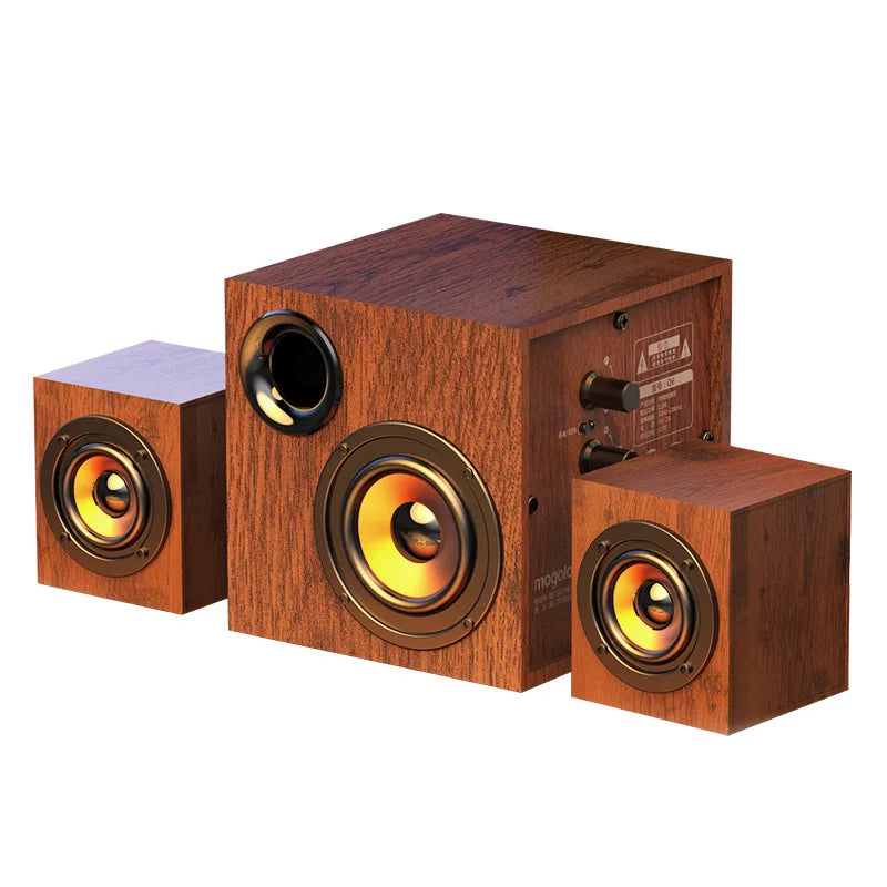 Altoparlante Bluetooth 2.1 Da Tavolo In Legno Con Subwoofer Per PC Notebook Ufficio Casa Suono Pieno