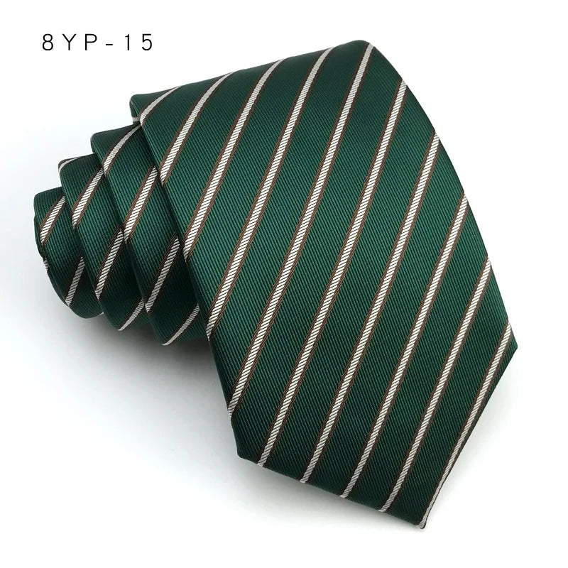 Cravatta Da Uomo 8 Cm In Poliestere Jacquard A Righe Classica Per Matrimonio E Affari Ascot YISHLINE