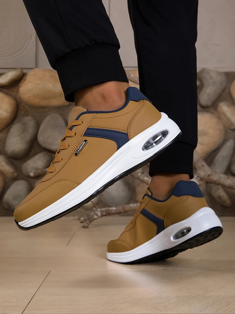 Scarpe Sportive Da Uomo Impermeabili In Pelle Casual Antiscivolo Da Passeggio E Tennis Con Aumento Di Altezza