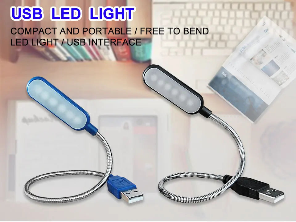 Homefish Lampada LED USB Mini Flessibile Lettura Notturna Portatile per Power Bank Laptop Notebook PC