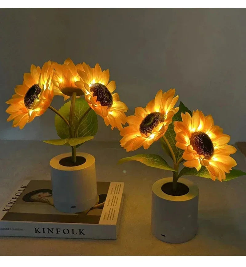 Set Di 3 Luci Notturne LED Ricaricabili Tema Girasole Per Camera Da Letto Comodino Lampade Da Tavolo