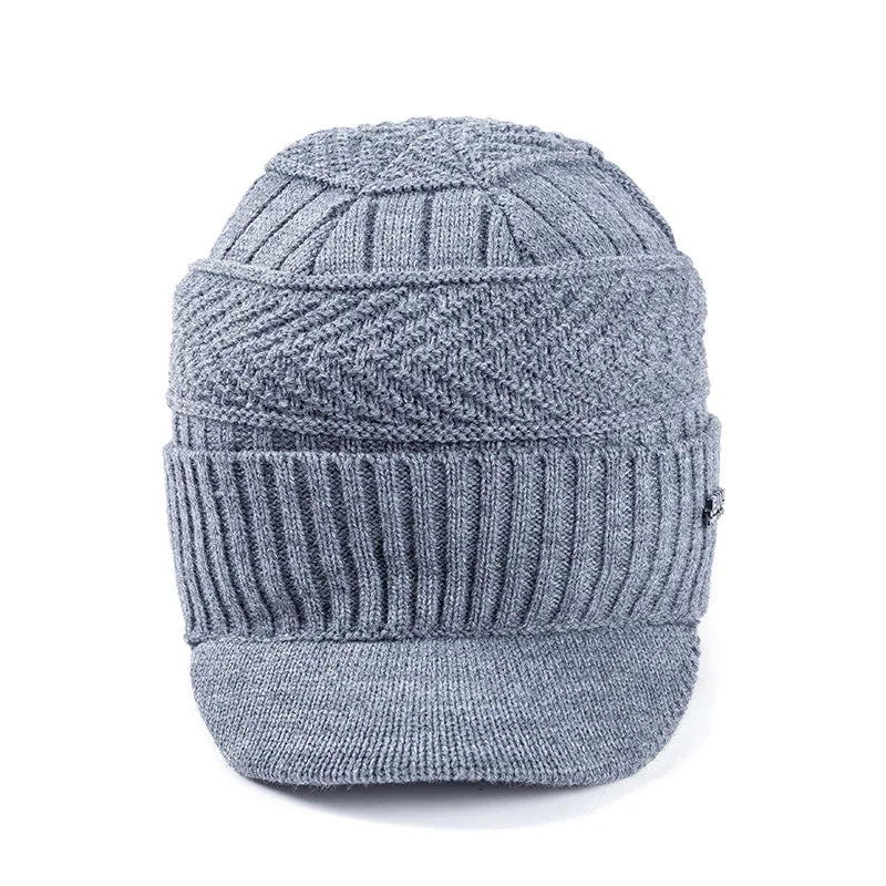 Cappello In Lana Per Uomo Autunno Inverno Lavorato A Maglia Con Visiera Imbottita Caldo E Confortevole