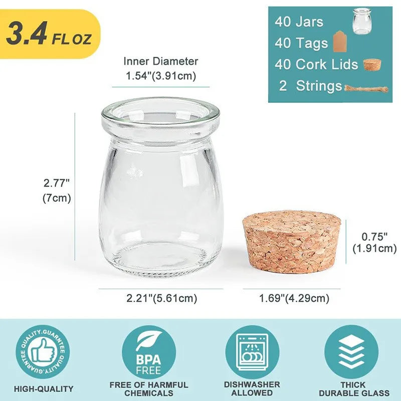 Bottiglie Di Vetro 100 Ml Sigillate Con Tappo In Legno E Corda Di Canapa Set Da 20 Pezzi Per Decorazioni Confetti