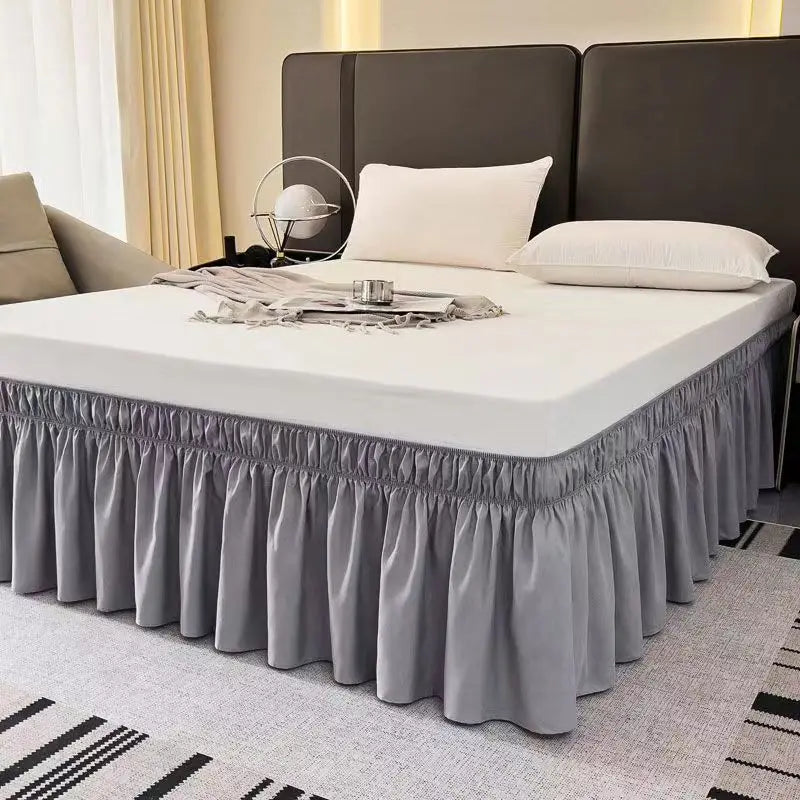 Gonne Da Letto Avvolgenti Con Volant Per Letti Queen In Tessuto Resistente Alle Pieghe Elastico Regolabile Facile Da Montare