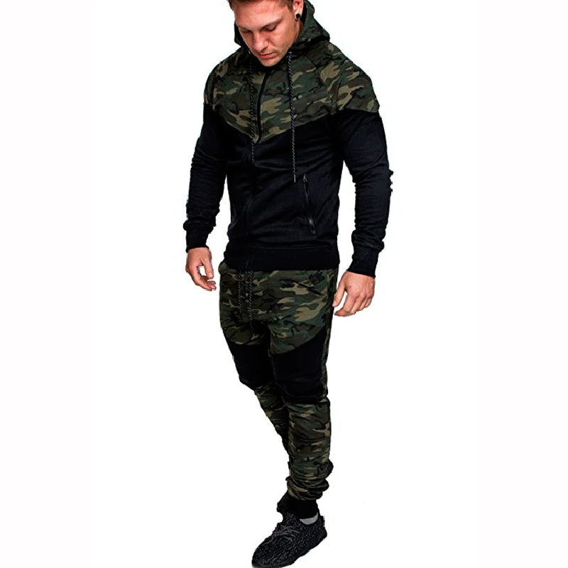 Set Abbigliamento Sportivo Da Uomo Due Pezzi Felpa Con Cappuccio Tattico Militare Pantaloni Traspirante Caldo Jogging