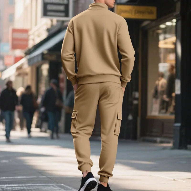 Pantaloni Sportivi Tascabili In Tinta Unita Da Uomo Con Cerniera Calda In Velluto Casual Da Uomo Americano