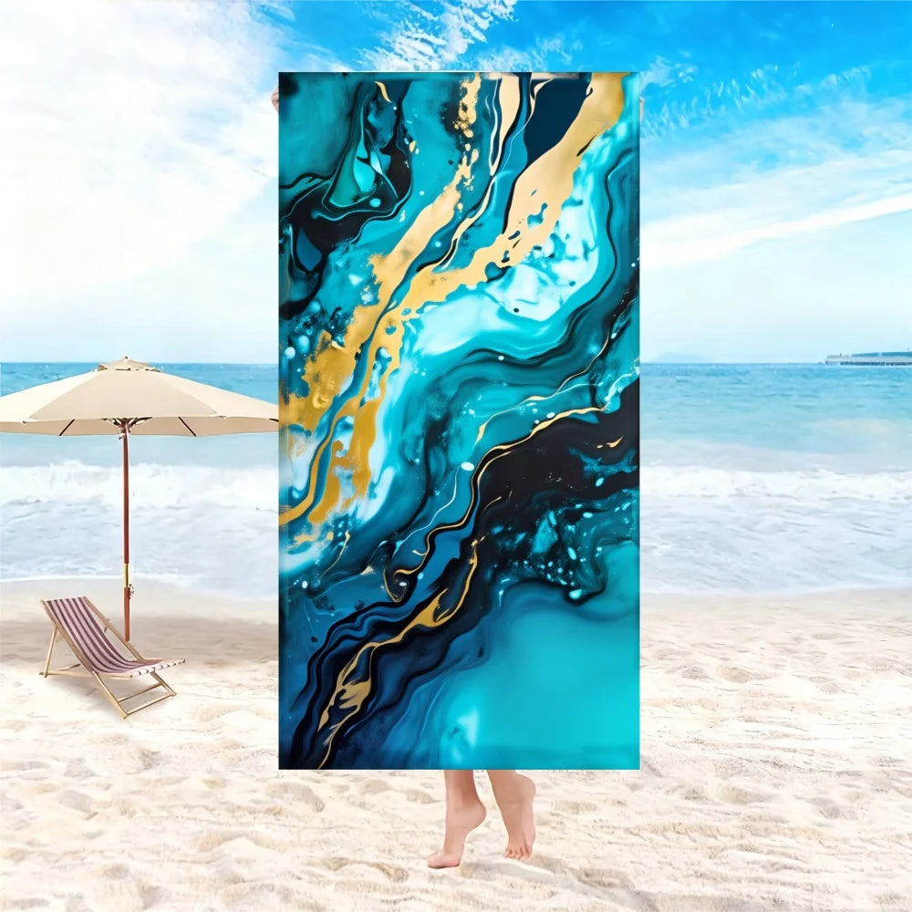 Telo Mare Per Donna Con Motivo Onde Oceaniche E Floreale Asciugatura Rapida Super Morbido Anti Sabbia Grande Vacanze
