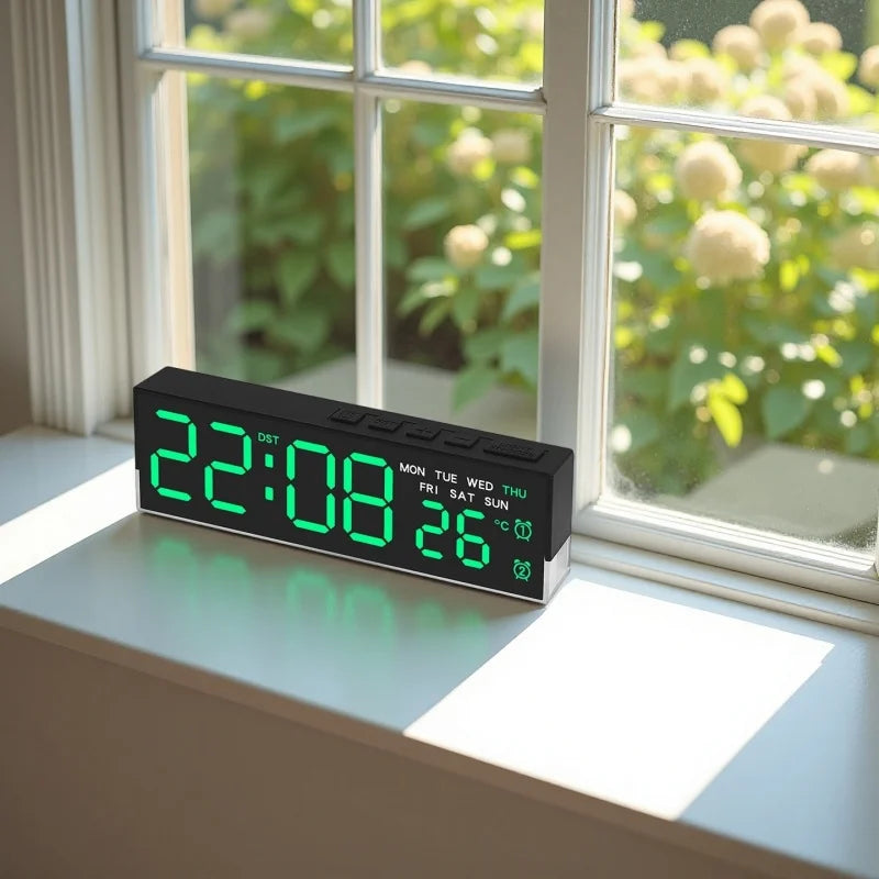 Sveglia Digitale USB Con Luce D'Ambiente Bianca Orologio Da Tavolo LED 12/24 Ore, 3 Livelli Di Luminosità, DST
