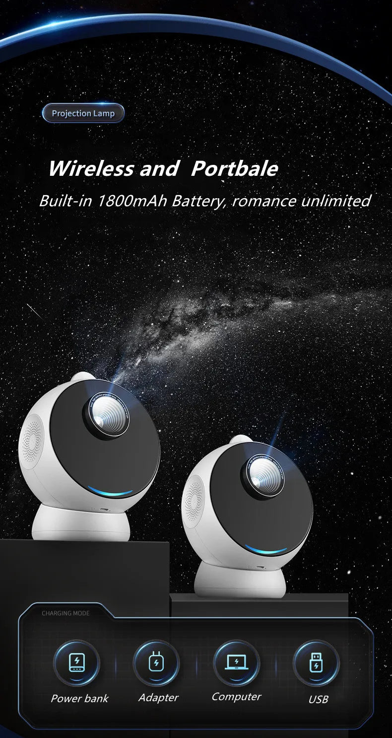 Meteor Dinamico 12 in 1 Lampada Proiettore Galaxy Ultra Trasparente Rotante con Lettore Musicale Regalo per Bambini