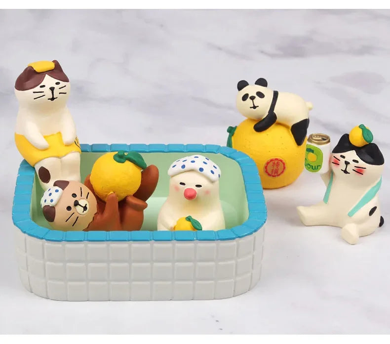 Gatto Limone In Resina Miniatura Pomelo Bath Series Decorazione Da Scrivania Regalo In Stile Giapponese Per Bambini 2024
