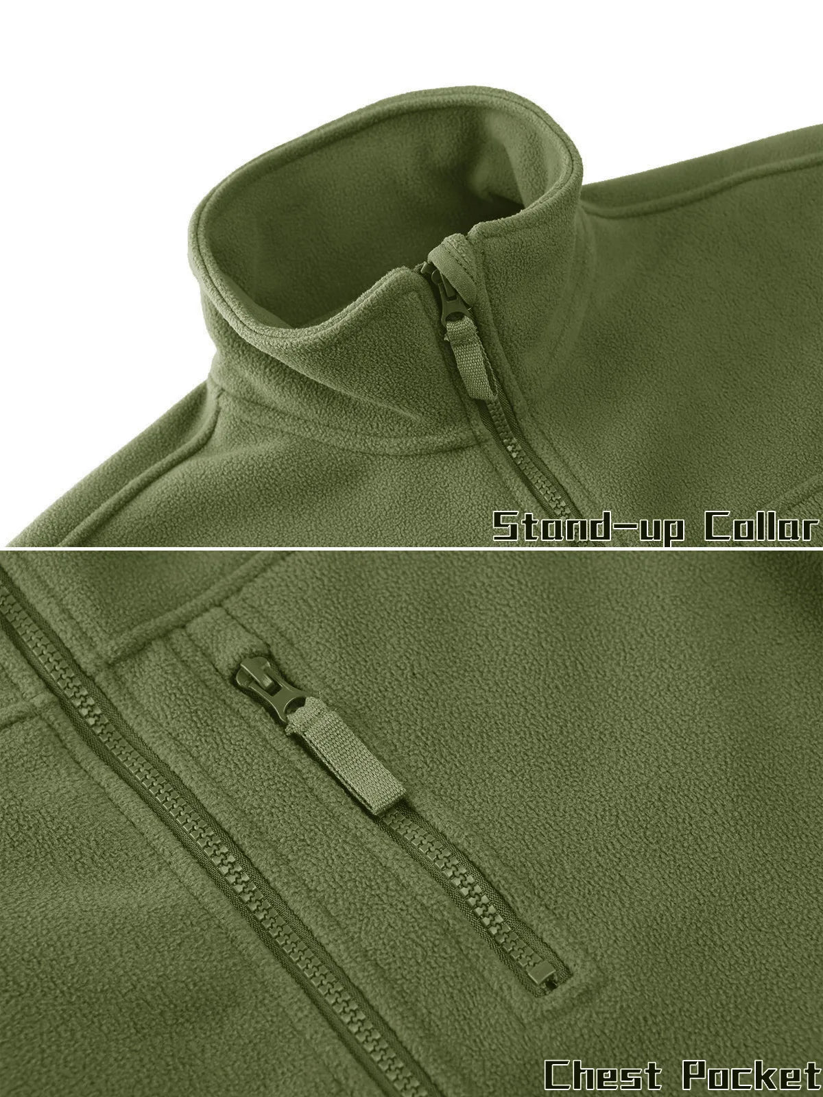 Tacvasen Giacca In Pile Full Zip Verde Da Uomo Con Tasche Con Cerniera Termica Per Lavoro E Escursionismo Outwear