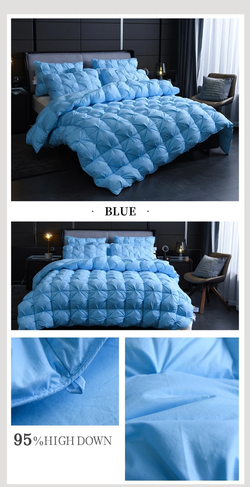 Piumino In Piuma Oca Bianca Caldo Inverno Spesso 3D Imbottitura Coperta Trapunta Letto Singolo Doppia
