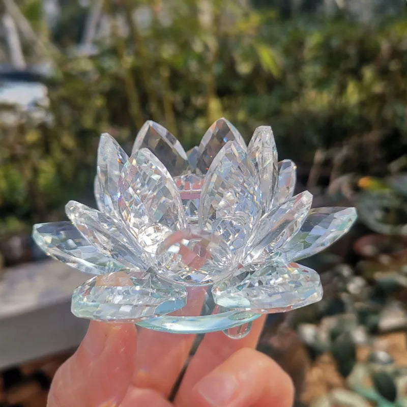 Fermacarte In Cristallo Di Quarzo Fiore Di Loto 80mm Artigianato In Vetro Feng Shui Decorazioni Per Casa Regalo