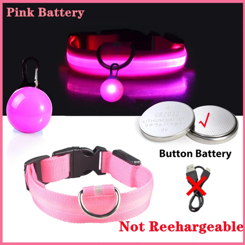 Collare Luminoso USB Ricaricabile Per Cani Di Piccola Taglia Pendente Staccabile Con Luce LED Notturna COOYOMOO