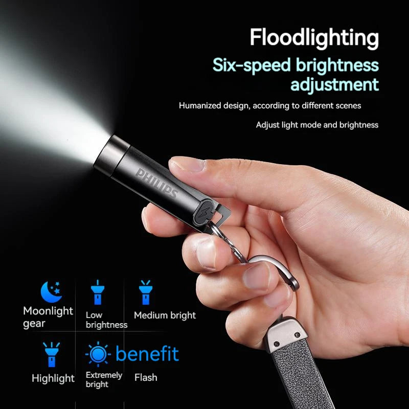 Philips Mini Torcia SFL1121 Alta Intensità Ultraluminosa Ricaricabile Portatile Autodifesa Emergenza Esterna 200 Metri