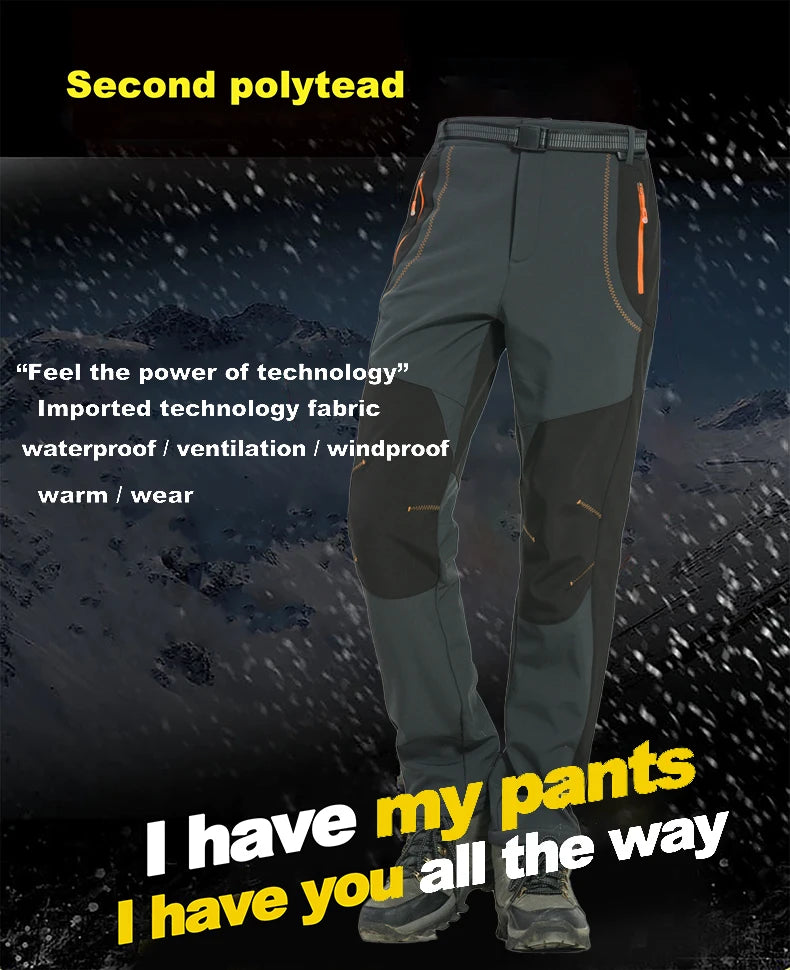 Pantaloni Invernali Da Uomo In Pile Per Trekking Impermeabili Caldi Da Campeggio All Aperto Soft Shell Antipioggia Antivento