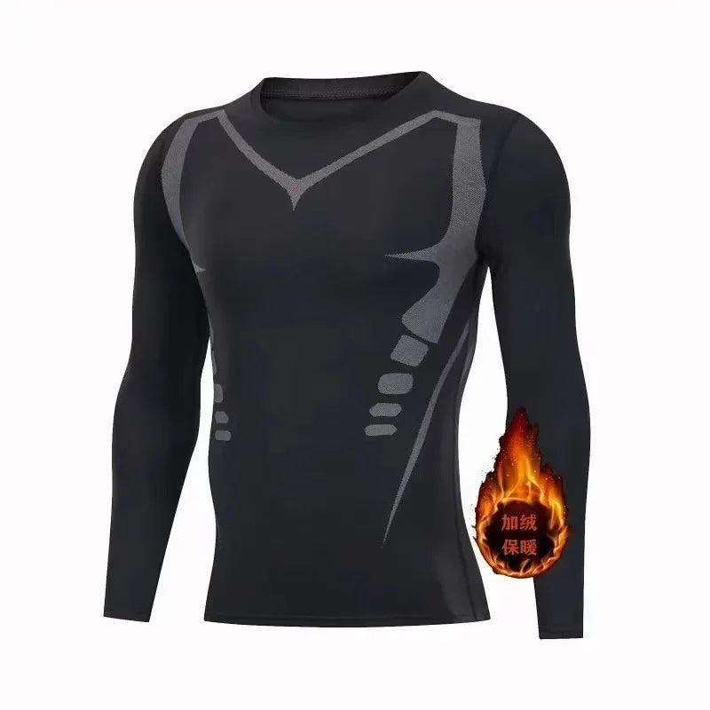 Nuovo Set Da Uomo Biancheria Termica 2 Pezzi In Pile Maglie Mutande Lunghe Collant A Compressione Per Fitness
