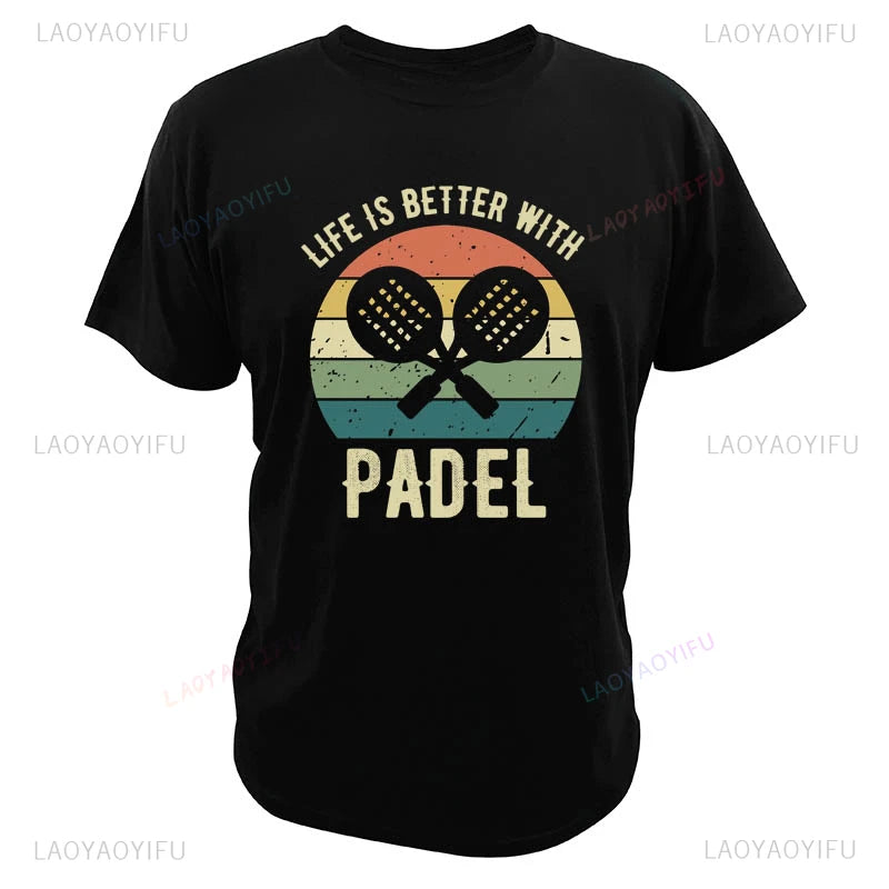 Maglietta Uomo Divertente Perdere A Padel Con Grafica Skull Anime In Cotone Traspirante Premium Estate