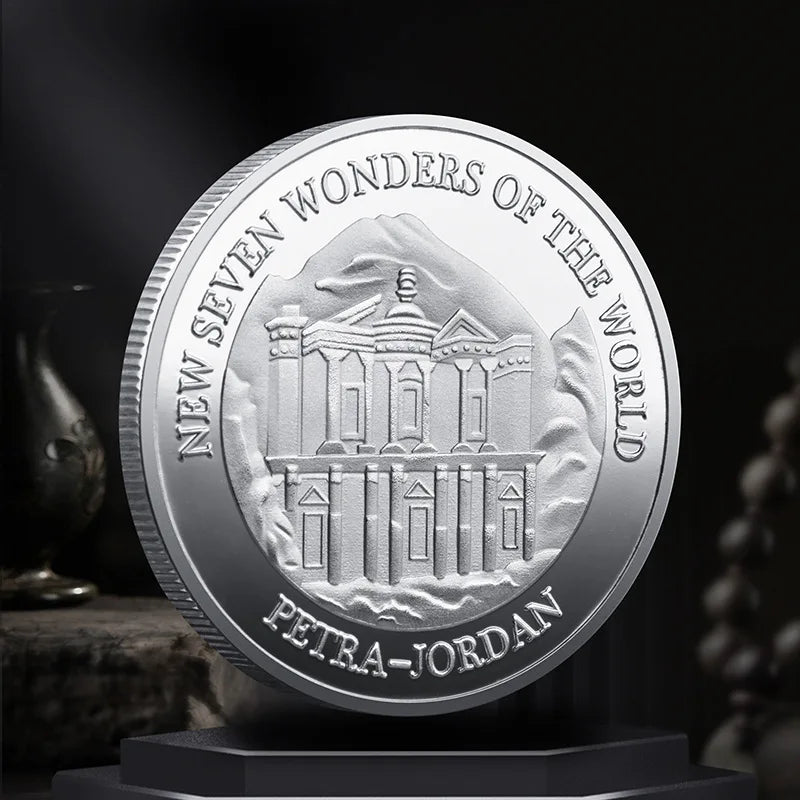 Set Di 7 Monete Placcate Oro E Argento Sette Meraviglie Del Mondo Collezione Commemorativa Viaggi
