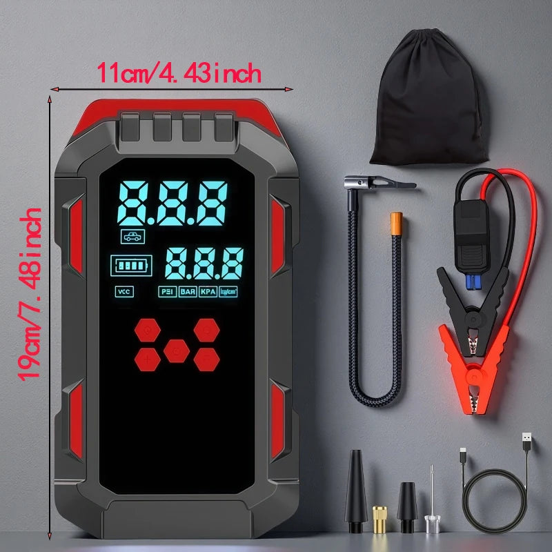 Compressore Aria Per Pneumatici E Avviamento Emergenza Auto 2 In 1 Da 12 V 150 PSI Con Porta USB Per Telefoni