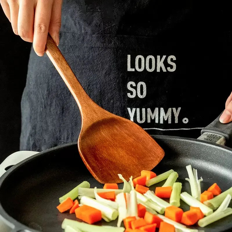 1 pezzo di spatola da cucina, spatola in legno, cucchiaio da cucina antiaderente, spatola in legno speciale, resistente alle alte temperature