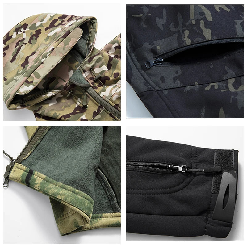 Lurker Giacca Soft Shell Tattica Pelle di Squalo Uomo Impermeabile con Cappuccio Mimetica Esterno da Caccia Autunno