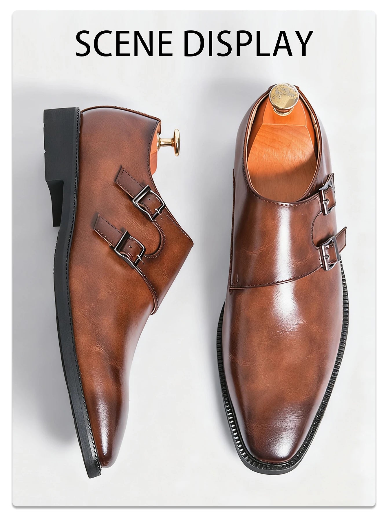 Scarpe Classiche Da Uomo In Pelle Monaco Con Abito Retrò Con Fibbia A Punta Oxford Da Uomo Comode
