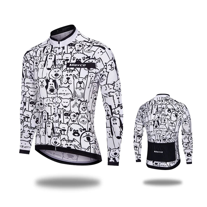 MIEYCOM Abbigliamento Ciclismo Uomo Maniche Lunghe Giacca Traspirante Protezione Solare MTB Corsa Primavera Autunno
