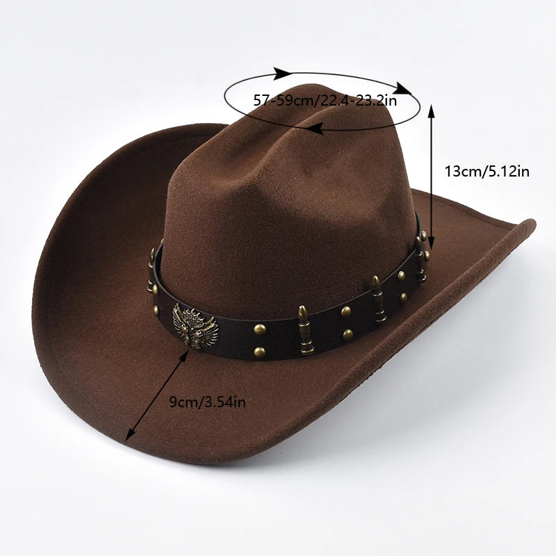 Cappello Western Cowboy Unisex Vintage Con Ampio Bordo In Tessuto Cotone Poliestere Resistente E Polivalente