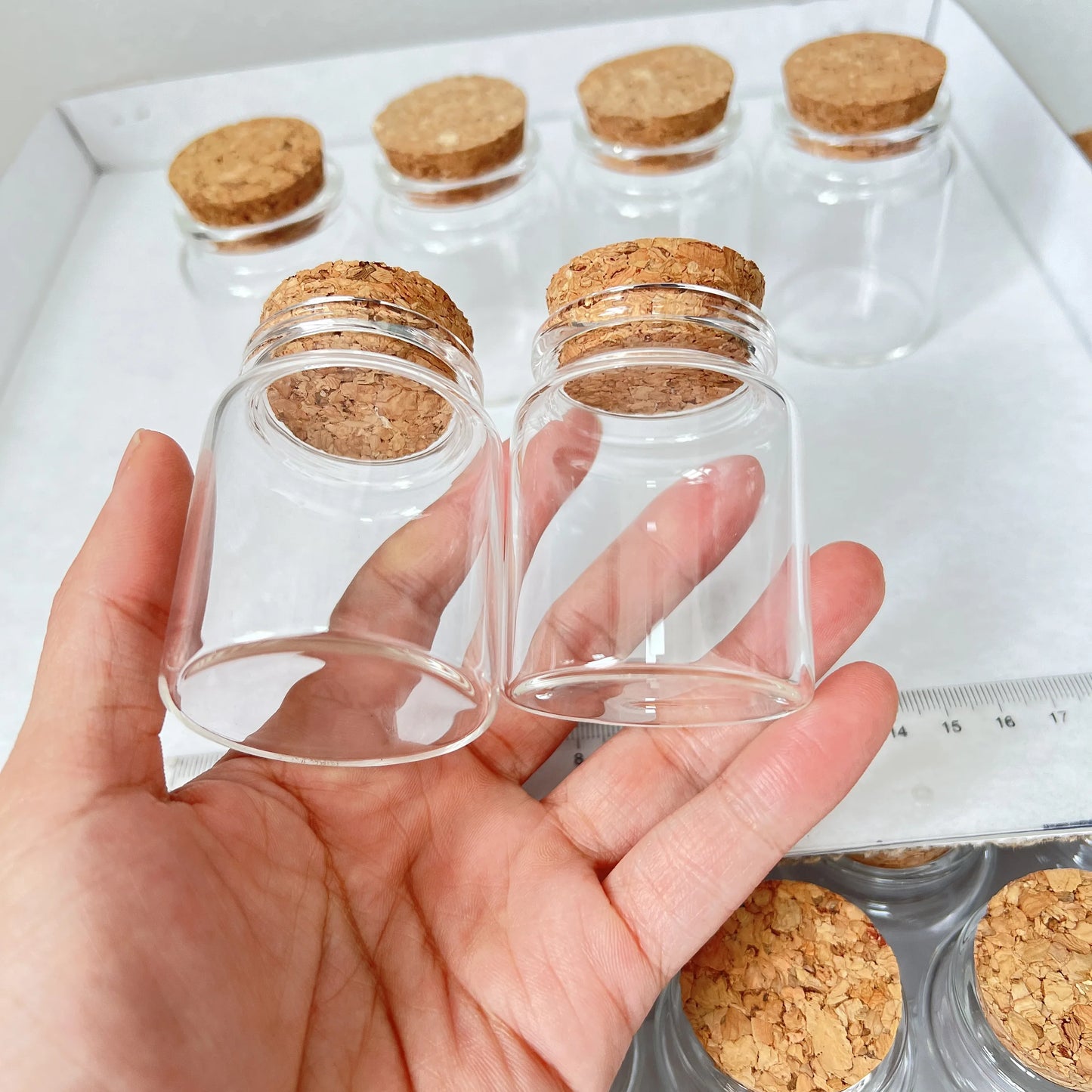 Set Di 6 Barattoli Di Vetro Da 60 Ml Con Tappo Per Conservazione Spezie Dolci Fiale E Caramelle
