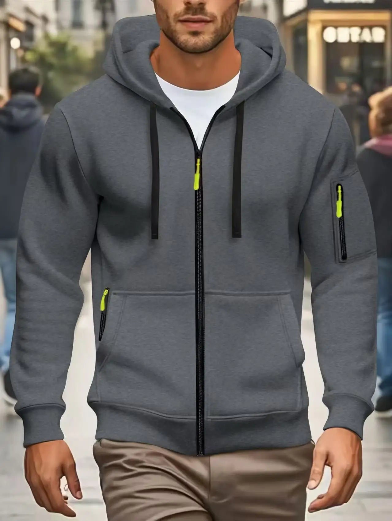 Felpa Con Cappuccio Uomo Autunno Inverno Nuove A Maniche Lunghe Tasca Con Cerniera Design Sportivo Giacca